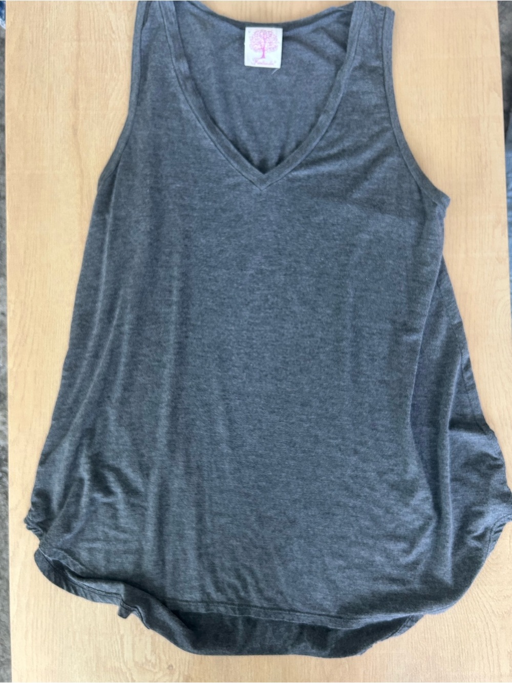 Freeloader Women's Dark Gray V-Neck Sleeveless Tunic Tank - Picture 2 of 5